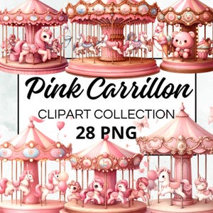Carillon Pink Clipart Collection, 28 PNG aquarelle pour téléchargement instantané, utilisation commerciale