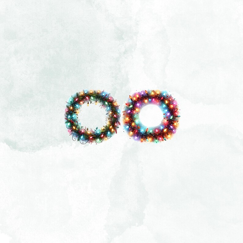 Christmas Light Border Clipart Collection, 38 Watercolor Pngs for