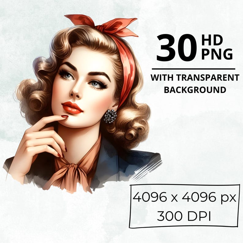 Vintage Woman Watercolor Clipart Bundle, Digital Scrapbook & Craft ...