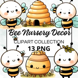 13 clipart, aquarel Bee kwekerij decor, aquarel clipart, PNG-formaat, Instant Download voor commercieel gebruik