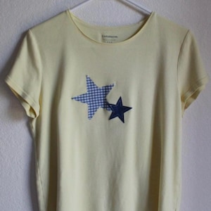 Upcycled Star Patchwork T-Shirt | Handmade Appliqué, Cottagecore Fashion
