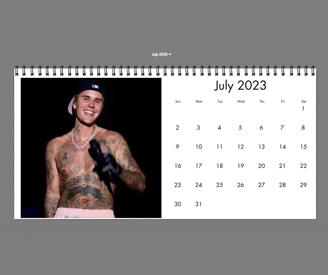 2023 Justin Bieber Calendar 2023 Desk Calendar Celebrity Etsy Canada