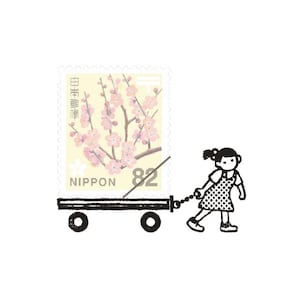 Rolling Along | Kitte no Kobito Rubber Stamp, Made in Japan