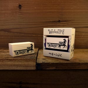Radek the Donkey and His Cart | Kitte no Kobito Rubber Stamp, Made in Japan