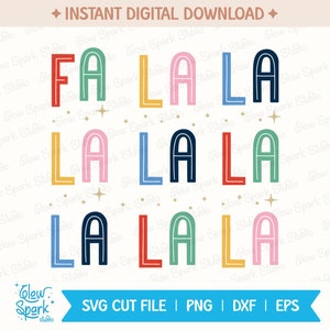 Fa La La Svg Cut File, Cute Modern Christmas Song Svg, Minimalistyczne Holiday Png, Plik cyfrowy na bluzy, koszule, torby płócienne, kubki