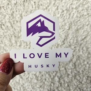 I Love My Husky Purple - vinylsticker met glanzende afwerking