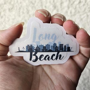 Long Beach - Skyline - Sticker en vinyle avec finition mate