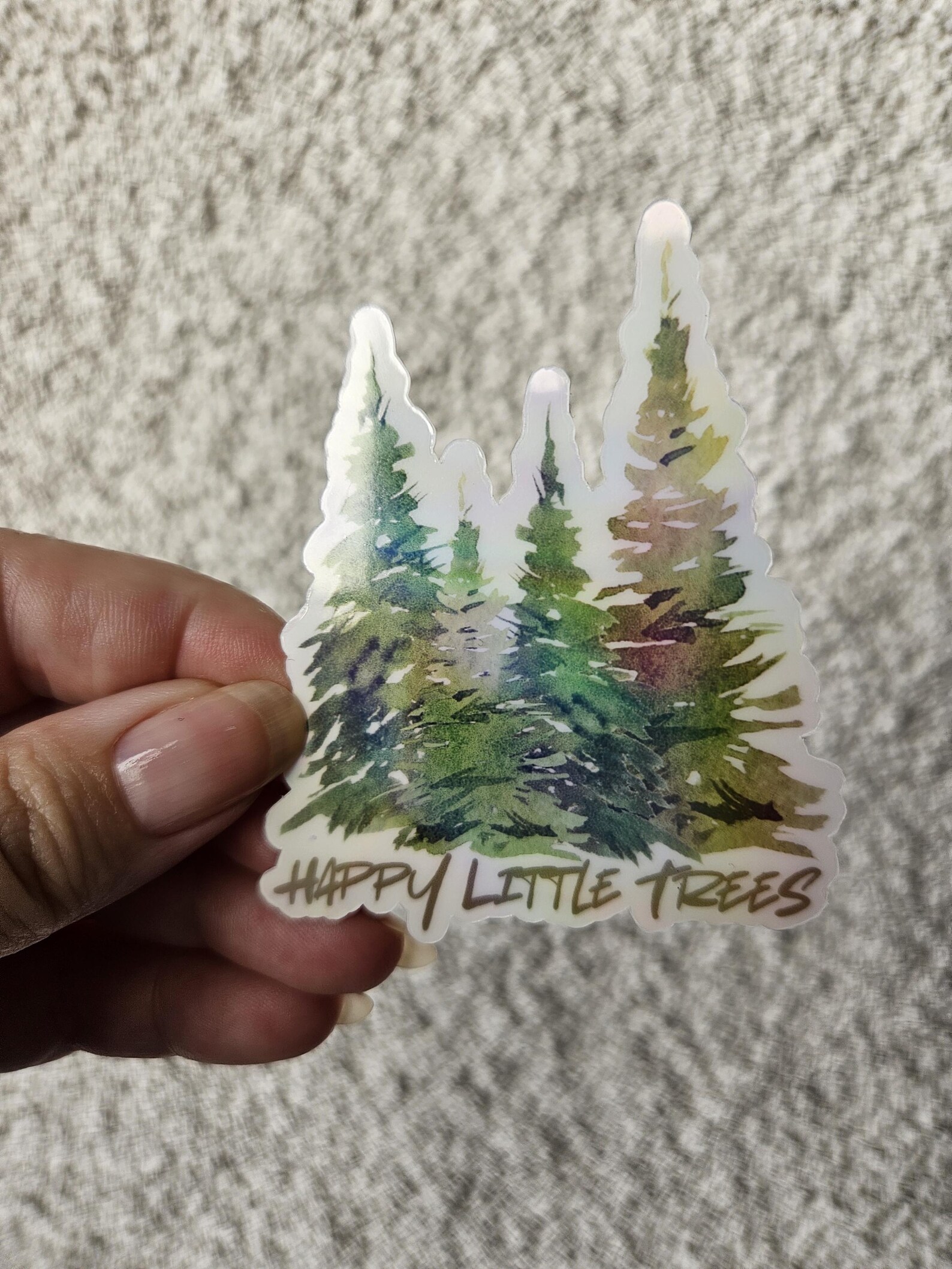 Happy Little Trees - Clear Vinyl Sticker With Holographic Finish - Etsy