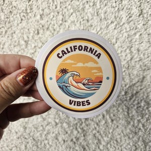California Vibes - Sticker en vinyle avec finition brillante