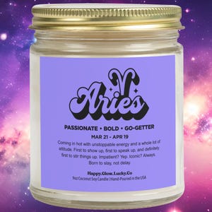 Aries Birthday Gift for Her, Aries Zodiac Candle, Funny Candle for Aries, Astrology Birthday Gift for Friend, Gift for Aries, Star Sign Gift
