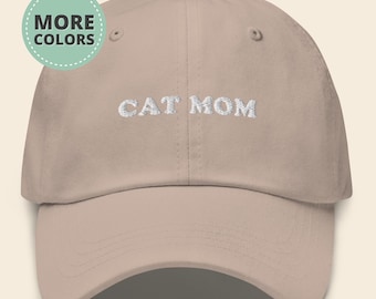 Cat Mom Embroidered Hat, Mother's Day Gift for Cat Mom, Cat Lover Gift for Her, Feline Gifts for Women, Cat Lady Cap, Cat Mom Birthday Gift