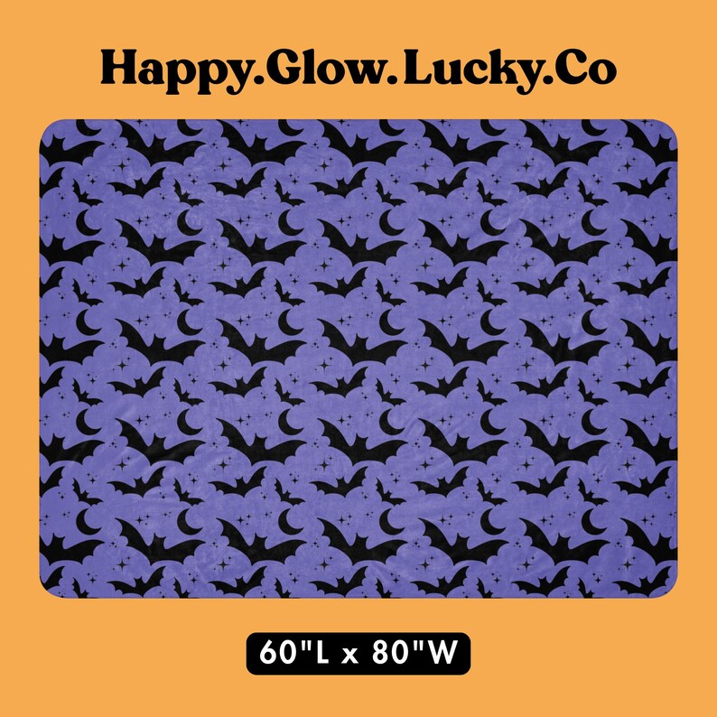 Bats In The Night Sherpa Fleece Blanket. Color: Enchanted Lavender. Size: 60inches x 80inches. Available from HappyGlowLuckyCo.