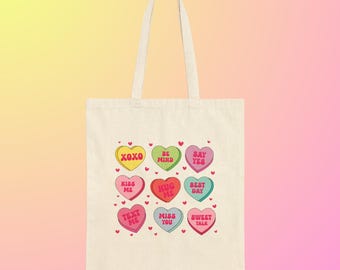 Funny Retro Love Text Tote Bag, Vintage Tote, Cute Shopping Bag, Retro Lovers Gifts, Reusable Grocery Tote, Eco-Friendly Canvas Tote