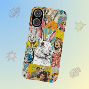 Lustige Kaninchen Comic-Buch-dünne Handy-Hülle, iPhone Modelle, niedliche Häschen-Karikatur-Abdeckung, Geschenk für Tierliebhaber, Zubehör, Retro Liebhaber