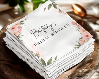 Personalized Bridal Shower Napkins, Personalized Napkins Bridal Shower Wedding Personalized Cocktail Beverage Paper Party
