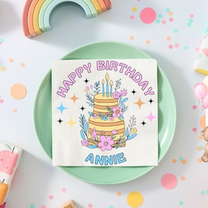 Personalized Birthday Girl Party Napkins, Custom Napkins, Birthday Party Decor