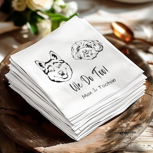 Artist Drawn Custom Pet Cocktail Napkins, Dog Wedding Napkins, Pet Cocktail Napkins, Personalized Pet Napkins, Pet Portrait Wedding Napkins