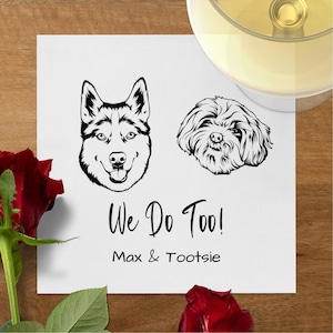 Artist Drawn Custom Pet Cocktail Napkins, Dog Wedding Napkins, Pet Cocktail Napkins, Personalized Pet Napkins, Pet Portrait Wedding Napkins