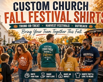 Camisetas personalizadas para el festival de otoño de la iglesia / Camisetas para el evento "Truco o trato" / Camisetas para el festival de la cosecha de la iglesia / Camisetas para eventos de voluntarios y ministerios