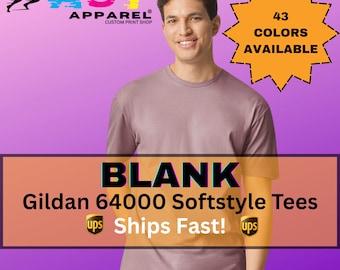 Unisex Gildan 64000 Softstyle Tees. Bulk, Blank, DTF & Embroidery Ready
