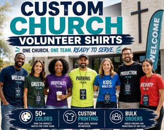 Camisetas personalizadas para voluntarios de la iglesia / Camisetas para equipos de servicio / Camisetas para el ministerio de hospitalidad / Camisetas personalizadas para el personal y eventos de la iglesia