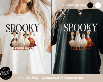 Halloween Goose PNG: Boo Ghost, Skeleton, Pumpkin Shirt Design (Digital Download)