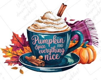 Pumpkin Spice Latte PNG – Cozy Autumn Sublimation Design (Digital Download)