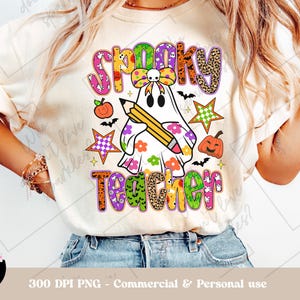 Spooky Teacher Ghost PNG: Halloween Shirt Design (Digital Download)