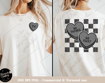 Emo Valentine's Day PNG: Anti Valentine Conversation Hearts (Digital Download)
