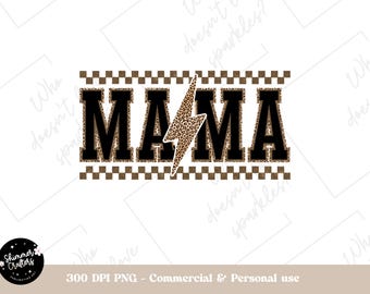 Mama Leopard Lightning Bolt PNG – Sublimation Design