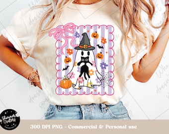 Coquette Halloween PNG: Ghost Pumpkin Bow Clipart (Digital Download)