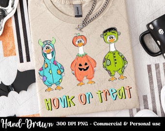 Honk or Treat Goose PNG: Retro Halloween Sublimation Design (Digital Download