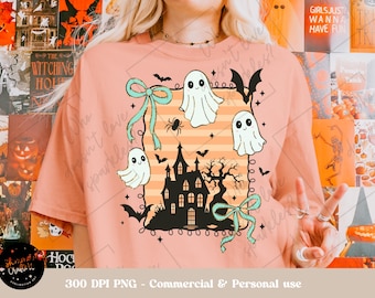 Coquette Ghost PNG: Boho Floral Halloween Sublimation Design (Digital Download