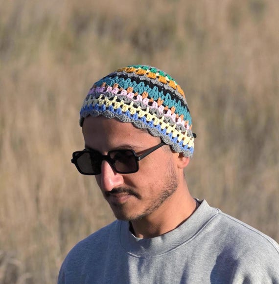 Handmade Crochet Cotton Beanie: Multicolor Bohemian Hippie  display picture 1