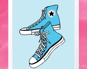 Colorful Sneaker Print | Sneaker Wall Art | High Tops | High Top Sneakers | Sneaker Lovers | Art for Sneaker Lovers | Sneaker Art Print