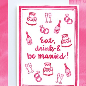 Hochzeitskarte | "Essen, Trinken und Verheiratet sein" | Karte für Braut & Bräutigam | Süße Hochzeitskarte | Niedliche Karte für Paar | Karte zur Hochzeit | Hochzeit