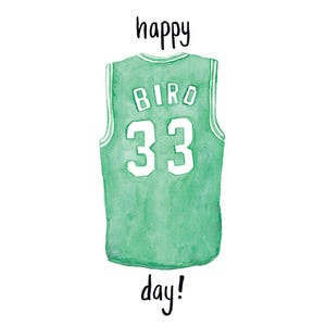carte d'anniversaire de Larry Bird | « Happy Bird Day » | carte d'anniversaire | Celtics de Boston