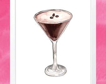 Espresso Martini Art Print | Wall Art for Espresso Martini Lovers | Cocktail Art | Martini Lover | Bar Cart Decor | Martini Wall Decor