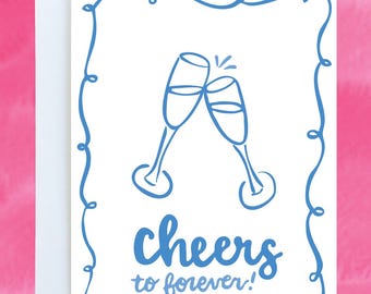 Wedding Card | "Cheers to forever!" | Engagement Card | Card for Bride & Groom | Cute Wedding Card | Cute Card for Couple | Cheers