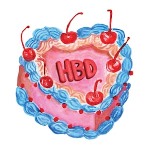 Tarjeta de cumpleaños con pastel vintage / HBD / Linda tarjeta de cumpleaños con pastel