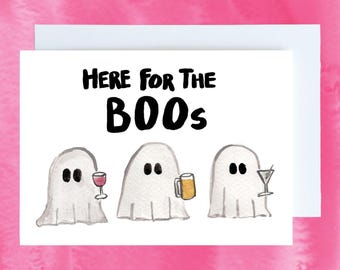 Hier voor de BOOs-Halloweenkaart | Griezelige leuke Halloween-kaart | Grappige spookwenskaart | Griezelige drankkaart | Leuke Halloween-kaart
