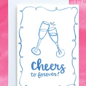 Hochzeitskarte | "Prost auf immer!" | Verlobungskarte | Karte für Braut & Bräutigam | Süße Hochzeitskarte | Niedliche Karte für Paar | Prost