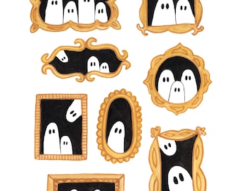 Ghost Gallery Wall 8x10 Art Print | Fall Vibes | Halloween Vibes | Spooky Season | Cute Ghosts | Wall Art for Halloween Lovers