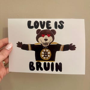 Tarjeta de los Boston Bruins / &quot;Love Is Bruin&quot; / Tarjeta para fanáticos de los Boston Bruins / Boston / Fanáticos de los Bruins