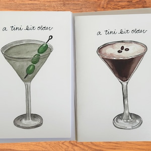 Martini-Geburtstagskarten | "Ein Tini Bisschen älter" | Niedliche Geburtstagskarten