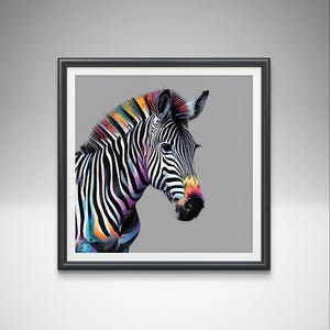 Zebra Wall Art Print, Colourful Zebra Picture , Zebra Art , Abstract Art , Zebra Poster , Modern Art , Animal Print , Wall Decor.