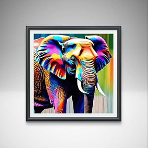 Colorful Elephant Art Print: Abstract Animal Home Decor