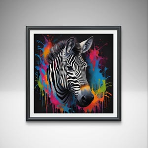 Zebra Wall Art Print, Colourful Zebra Picture , Zebra Art , Abstract Art , Zebra Poster , Modern Art , Animal Print , Wall Decor.