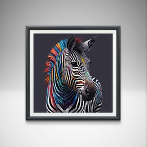 Zebra Wall Art Print, Colourful Zebra Picture , Zebra Art , Abstract Art , Zebra Poster , Modern Art , Animal Print , Wall Decor.