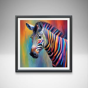 Zebra Wall Art Print, Colourful Zebra Picture , Zebra Art , Abstract Art , Zebra Poster , Modern Art , Animal Print , Wall Decor.